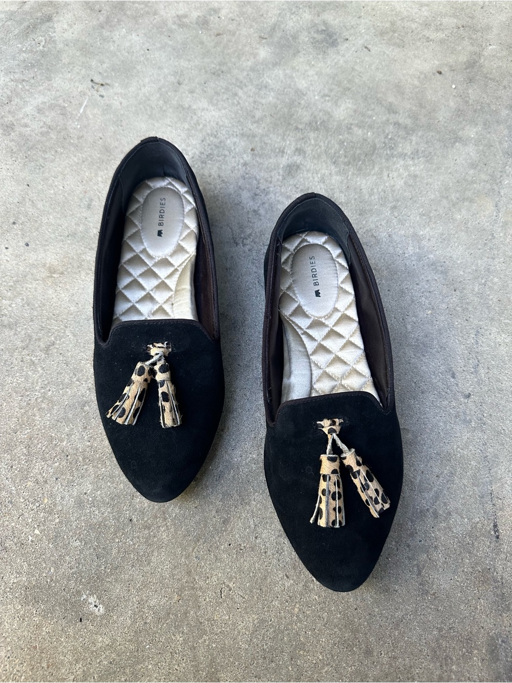 Birdies The Blackbird Leopard Tassels Suede  loafers /Black~8